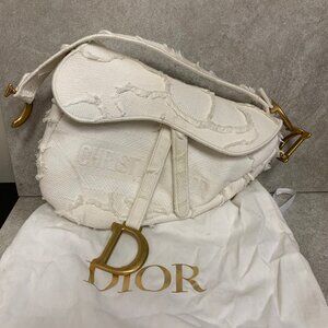 Christian Dior Saddle Bag for Women | White Canvas | NEEDS REPAIR